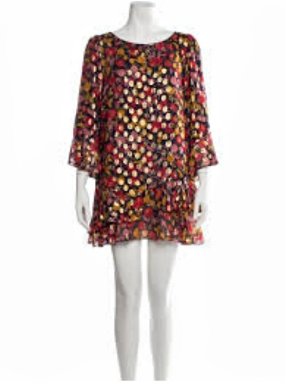 Saloni Marissa Polka Dot Ruffle Silk Mini Dress Mini Dress Red & Black